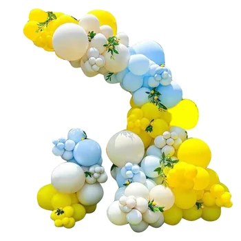Комплект гирлянд для детского душа с двойными голубыми, желтыми и белыми шариками, как показано на рисунке