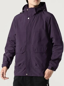 2023 Новая Повседневная куртка Мужская с несколькими карманами, Уличная непромокаемая одежда, Ветровка с капюшоном, Мужские пальто на молнии, Большие размеры 7xl 8xl