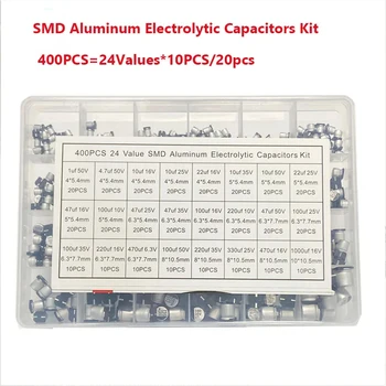 Алюминиевый электролитический конденсатор SMD classification kit 400Pcs 24V SMD 1uF ~ 1000uF 6.3V-50V 24 значения с коробкой