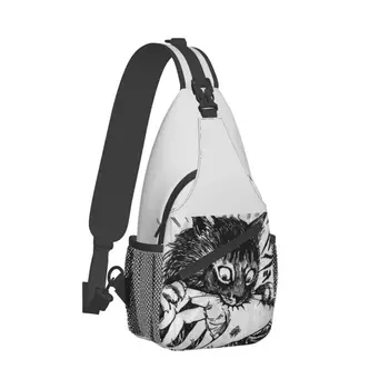 Junji Ito Monster Cat, нагрудная сумка, японская манга ужасов, рюкзак через плечо для мужчин, Велосипедный походный рюкзак