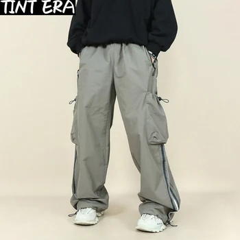 Брюки-карго с парашютом TINT ERA, мужские спортивные широкие брюки оверсайз, Женский спортивный костюм для бега трусцой, хип-хоп, свободная повседневная уличная одежда