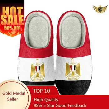 Дизайн египетского флага, теплые хлопковые тапочки с принтом по запросу, повседневная зимняя домашняя обувь для женщин, универсальная удобная мужская обувь