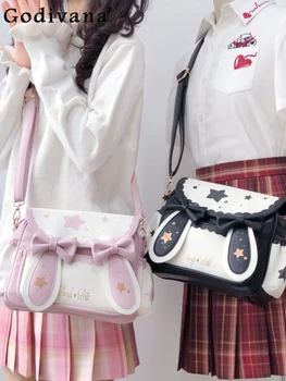 Милая Японская женская сумка через плечо в японском стиле, Универсальные сумки для пригородных поездок, Элегантные сумки через плечо с бантом в опрятном стиле