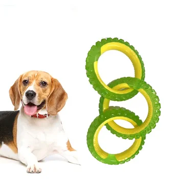 Игрушки для жевания и прорезывания зубов для собак с тройным кольцом, износостойкие, прочные и мягкие интерактивные игрушки для собак от скуки