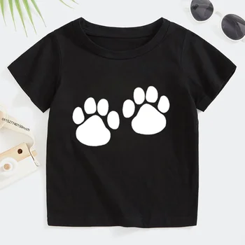 Детская футболка с принтом лапы кошки и собаки, футболка для мальчиков и девочек, детская одежда для малышей, забавные футболки