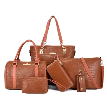 Женские сумки из искусственной кожи большой емкости, модные сумки через плечо из 6 предметов, высококачественная женская сумка-тоут, новая