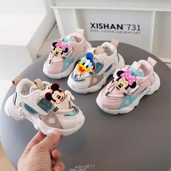 Осенние детские кроссовки Disney с Микки Маусом для малышей на платформе для отдыха, легкая мягкая модная спортивная обувь для мальчиков и девочек, детские кроссовки