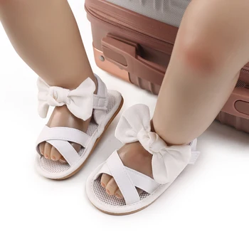 Летняя обувь для новорожденных Jlong - Балетки для малышей на мягкой подошве и нескользящие Сандалии с перекрещивающимися ремешками для 0-18 месяцев