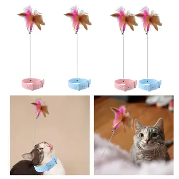 Многофункциональный кошачий тизер с колокольчиком на шее, забавная палочка для кошек, ошейник для саморазвития, игрушка из перьев для домашних кошек, упражнения для кошек в помещении