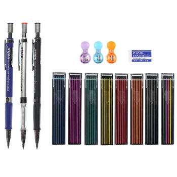 Набор механических карандашей 2,0 мм, 2B цветных стираемых грифеля для автоматической замены карандаша для инженерного рисования и живописи