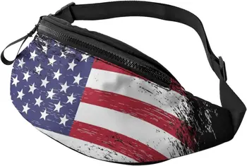 Повседневная поясная сумка с Американским флагом для мужчин и женщин, поясная сумка с регулируемым ремнем для путешествий, пеших прогулок, велоспорта, фестиваля бега