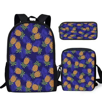 Дизайн фиолетового ананаса YIKELUO, удобная регулируемая сумка через плечо, сумка-мессенджер, пенал, повседневный рюкзак с тропическим растением