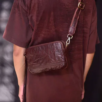 AETOO Neutral новая оригинальная маленькая сумка плиссированного дизайна из натуральной кожи через плечо для мобильного телефона с растительным дублением из коровьей кожи