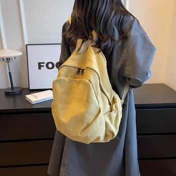 Японский холщовый рюкзак для студенток женского колледжа, школьный рюкзак большой емкости, мужской рюкзак lazy wind fold