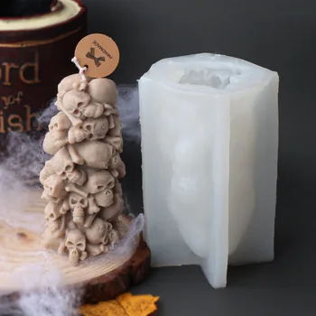 Силиконовая форма для свечи с черепом смерти для украшения шоколада ручной работы, Гипсовое мыло для ароматерапии, Свеча из смолы, Силиконовая форма