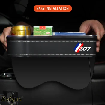Ящик для хранения с отверстием в автокресле, Красочная атмосферная лампа для Peugeot 207, Зарядка через USB, Органайзер для заполнения зазора в автокресле, Аксессуары