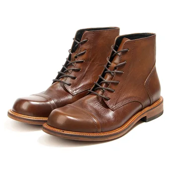 Ботильоны 2024 года; Мужская обувь на шнуровке; мужские повседневные ботинки из натуральной кожи с круглым носком; модные осенние мужские ботинки из натуральной кожи A104