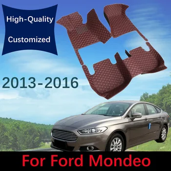 Изготовленные на заказ Кожаные Автомобильные коврики для Ford Mondeo 2013 2014 2015 2016 Автомобильные ковровые покрытия, автомобильные накладки для ног, Аксессуары для интерьера