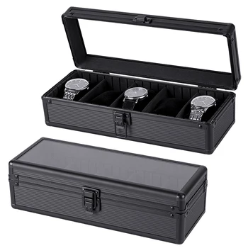 Коробка для часов 3 5 слотов Чехол для хранения смарт-часов чемодан Держатель из алюминиевого сплава Дисплей Органайзер крышка