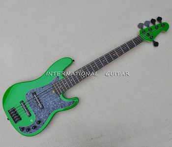 5-Струнная Зеленая Электрическая Бас-гитара с грифом из розового дерева, 20 Ладов, может быть настроена по Индивидуальному заказу