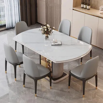 Обеденный стол небольшого размера, современный выдвижной Круглый обеденный стол скандинавской роскоши, Передвижной Мраморный дизайн, Mesas De Jantar Мебель для дома
