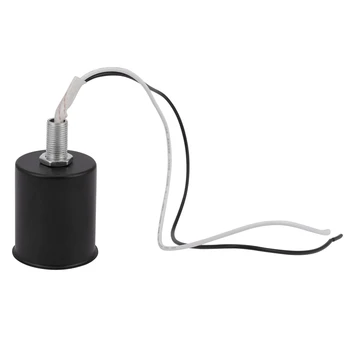 Керамическое винтовое основание 5X E27, круглая светодиодная лампочка, адаптер для розетки, металлический держатель лампы с проводом черного цвета