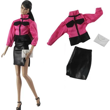 Официальный NK, 3 предмета/комплект, Модный Розовый комплект одежды для куклы Барби, аксессуары 1/6 FR Kurhn, кукольная одежда BJD, Игрушки своими руками