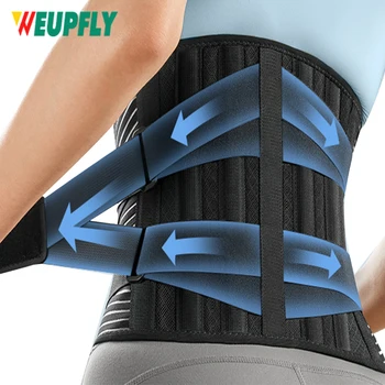 Подтяжки для спины для облегчения боли в пояснице с 6 фиксаторами, дышащий пояс для поддержки спины для мужчин/женщин для работы поясничный поддерживающий ремень