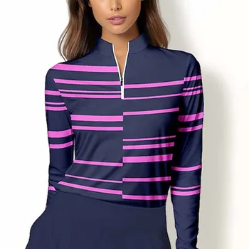 Рубашка-поло для гольфа с длинным рукавом, осенняя женская спортивная рубашка для отдыха на открытом воздухе с простым принтом, Дышащая Быстросохнущая теннисная рубашка для гольфа, топ