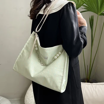 Холщовые женские сумки, высококачественная женская сумка-мессенджер на цепочке, модная дизайнерская женская сумка-тоут большой емкости через плечо
