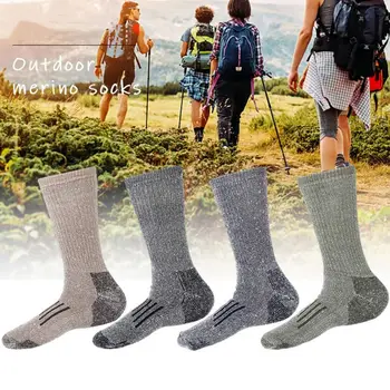 Нескользящие носки из шерсти мериноса, уютные мягкие, впитывающие влагу носки для мужских ботинок, утепленные дышащие повседневные термоноски для пеших прогулок