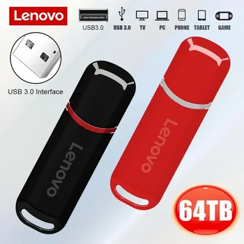 Lenovo USB Флэш-Накопитель 64 ТБ 16 ТБ Флеш-Накопитель USB 3.0 Pendrive Мобильная Флэш-Карта Памяти 8 ТБ с Кольцом для Ключей U-Диск Творческие подарки