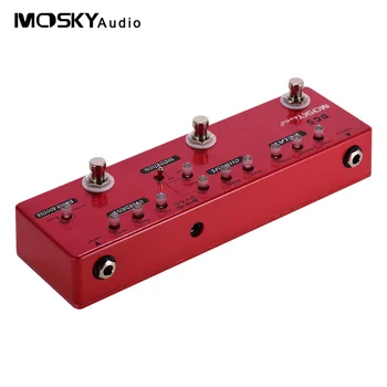 MOSKYAudio DC5 6-в-1 Гитарная Педаль мультиэффектов Задержка + Припев + Дисторшн + Перегрузка + Усилитель + Буфер Цельнометаллический корпус