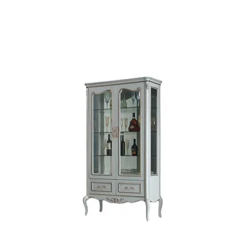 Резной винный шкаф с двойной дверью в европейском стиле длиной 1 метр, стеклянный шкаф для хранения в гостиной, напольный шкаф