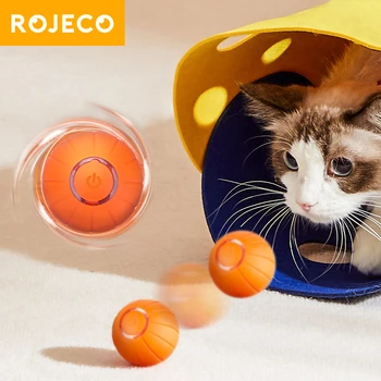 ROJECO Smart Cat Toys Автоматический Прыгающий Кошачий Мяч Интерактивный Катящийся Мяч Для Кошек Pet Smart LED Самодвижущиеся Игрушки Аксессуары