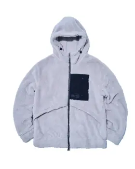 БЕЛАЯ флисовая куртка с РЫБЬИМ хвостом / Camper thermal fleece jacket shake fleece jacket outdoor storm jacket весенне-осенняя толстая тепловая куртка