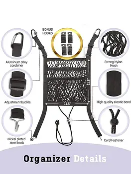 Автомобильный сетчатый нейлоновый держатель для сумочки между сиденьями, сумка для хранения грузов, черный многофункциональный органайзер для хранения предметов интерьера автомобиля