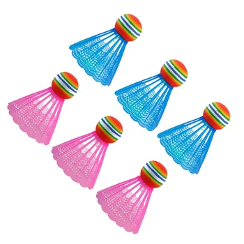 6 штук пластиковых воланов для бадминтона со светящейся подсветкой, разноцветных нейлоновых воланов для занятий спортом на открытом воздухе