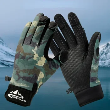 1 пара зимних перчаток для рыбалки, перчатки без пальцев на 3 пальца, нескользящие водонепроницаемые теплые зимние перчатки для рыбалки, езды на велосипеде, бега
