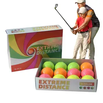 Профессиональные мячи для гольфа 12шт Красочные тренировочные мячи для гольфа на длинные дистанции Средний слой синтетического каучука Тренировочный инструмент для гольфа