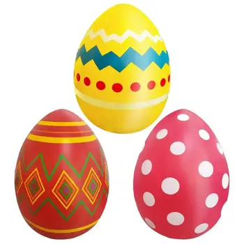 Надувные пасхальные яйца 35-дюймовый мультфильм пасхальное яйцо украшения яйцо красочный шаблон для наружного украшения сада аксессуары