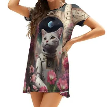 Новое женское элегантное платье Summer Cat с цветочным принтом Женское летнее платье Праздничное платье для женщин 2023