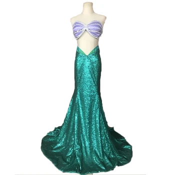 Новое поступление, костюм Ариэль, нарядное зеленое платье на Хэллоуин, сексуальный фиолетовый бюстгальтер принцессы, вечеринка на высшем уровне