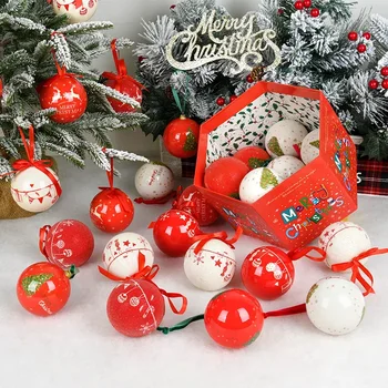 Рождественские украшения, красные и белые бумажные шарики, шары с памятью букв, Елочные украшения, подвески