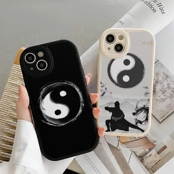 Черно-Белый Чехол Для телефона Tai Chi Для iPhone 11 13 14 12 Pro Max Mini Xs X Xr 7 8 Plus SE2020 С Текстурой Силиконовой Кожи