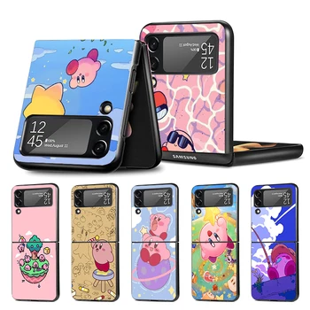 Мультяшный Милый Чехол для телефона K-Kirbys-Game Samsung Galaxy Z Flip4 Flip3 5G Black Coque Z Flip 4 3 Hard PC Luxury Cover Zflip3 Fas