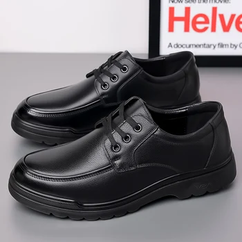 мужские туфли-оксфорды на шнуровке, Дизайнерская Брендовая Черная Кожаная Обувь для Мужчин, Модельная Обувь, Повседневные Деловые Оксфорды, Офисная Официальная Обувь для мужчин