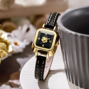 Простые Женские Часы Повседневная Мода Цветочный Циферблат Тонкий Кожаный Ремень Кварцевые Наручные Часы Relojes Para Mujer Clock
