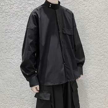 Японская женская блузка HOUZHOU, Темная рубашка оверсайз в стиле харадзюку, готический топ с длинным рукавом, уличная одежда Bf, Модная технологичная одежда