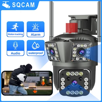 SQCAM 12MP Wifi surval камера wifi камера безопасности для наружной wifi камеры 3 объектива автоматическое обнаружение движения защита безопасности